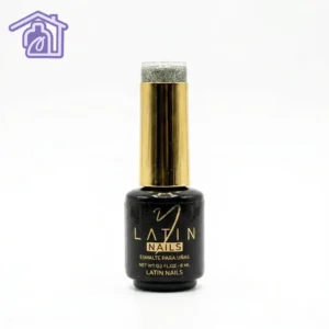 Esmalte gel para uñas 8 ml color verde salvia escarchado en botella con aplicador para manicure profesional