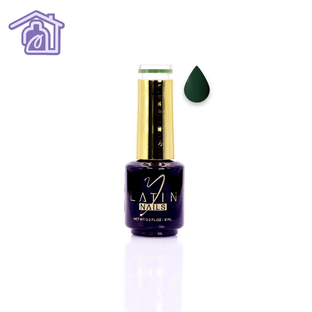 Esmalte gel para uñas 8 ml color verde bosque oscuro en botella con aplicador para manicure profesional