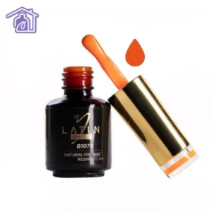 Esmalte gel Latin Nails 8 ml referencia B1070 color naranja brillante en botella con aplicador para manicure profesional