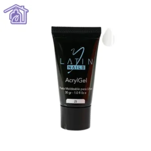 Acrygel Latin Nails 30 ml color blanco en tubo para construcción y extensión profesional de uñas