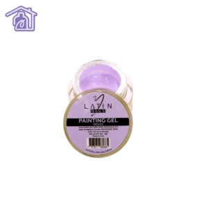 Gel de construcción para uñas color lila translúcido en envase tipo tarro para manicure profesional