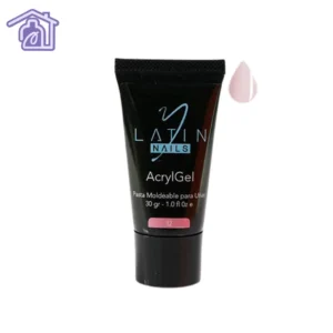 Acrygel Latin Nails tono 30 ml referencia 012 color nude rosado claro en tubo para construcción y extensión profesional de uñas