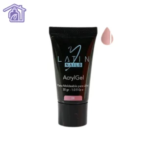 Acrygel Latin Nails tono 30 ml referencia 08 color nude beige rosado en tubo para construcción y extensión profesional de uñas