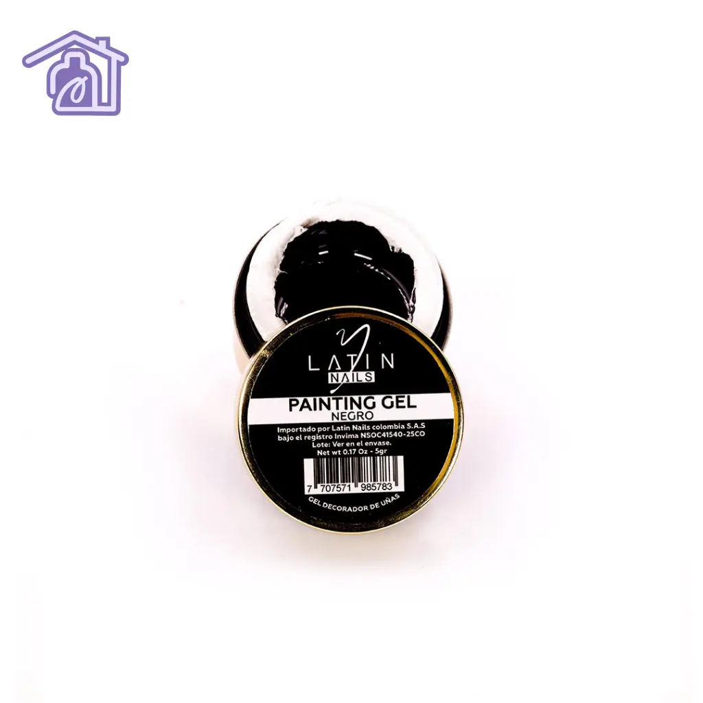 Gel de construcción para uñas color negro sólido en envase tipo tarro para manicure profesional