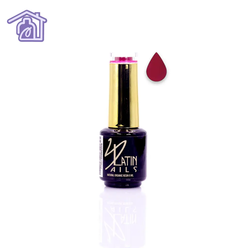 Esmalte gel Latin Nails 8 ml referencia 277 color rojo vino intenso en botella con aplicador para manicure profesional