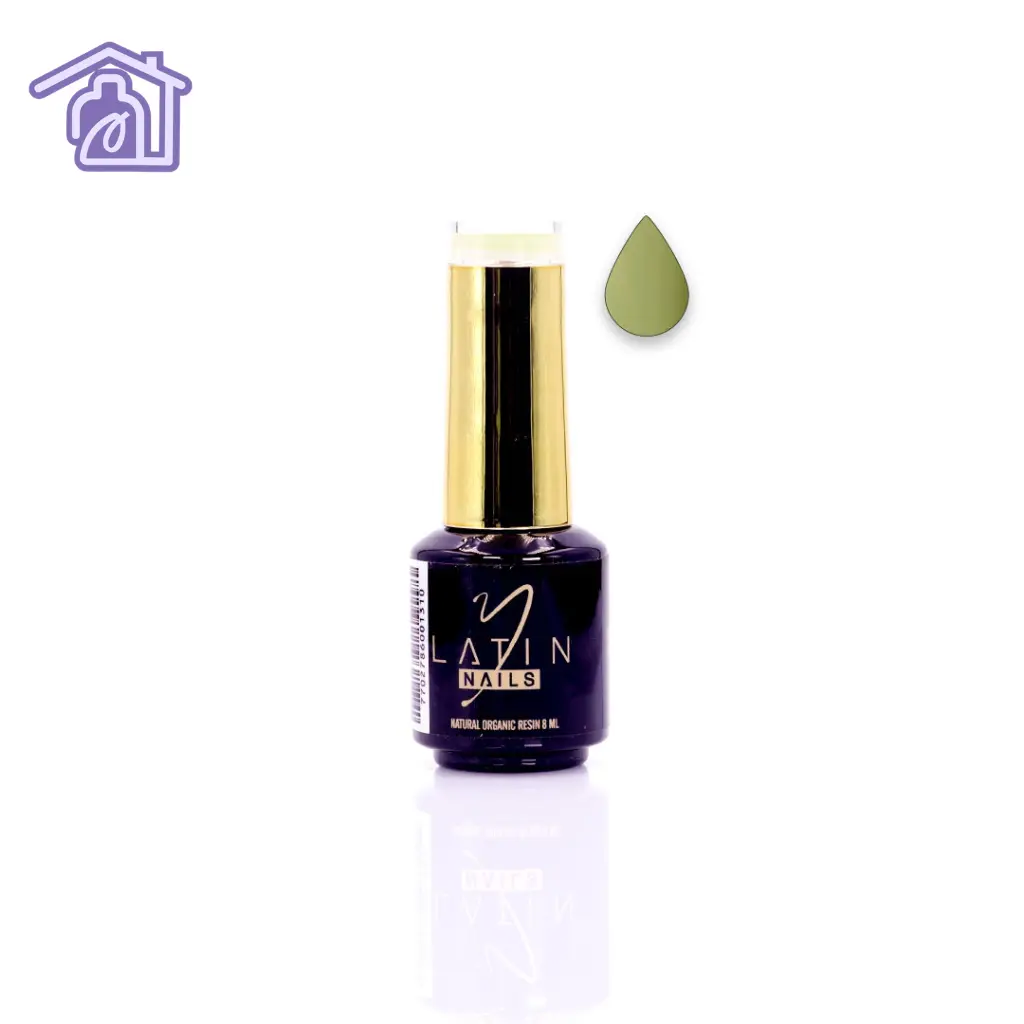Esmalte gel Latin Nails 8 ml referencia 1789 color verde oliva suave en botella con aplicador para manicure profesional