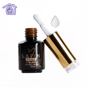 Esmalte gel Latin Nails blanco de 8 ml en frasco con aplicador para manicure profesional