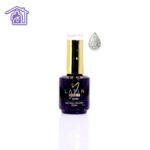 Esmalte gel Latin Nails 15 ml referencia 127 color rosa perlado escarchado muy claro en frasco con aplicador para manicure profesional