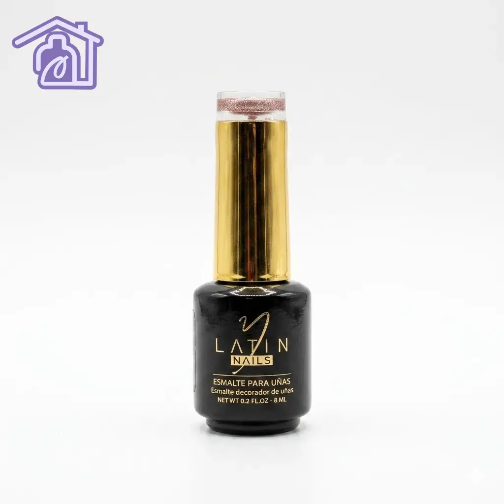 Esmalte gel para uñas 8 ml color marrón grisáceo escarchado en botella con aplicador para manicure profesional