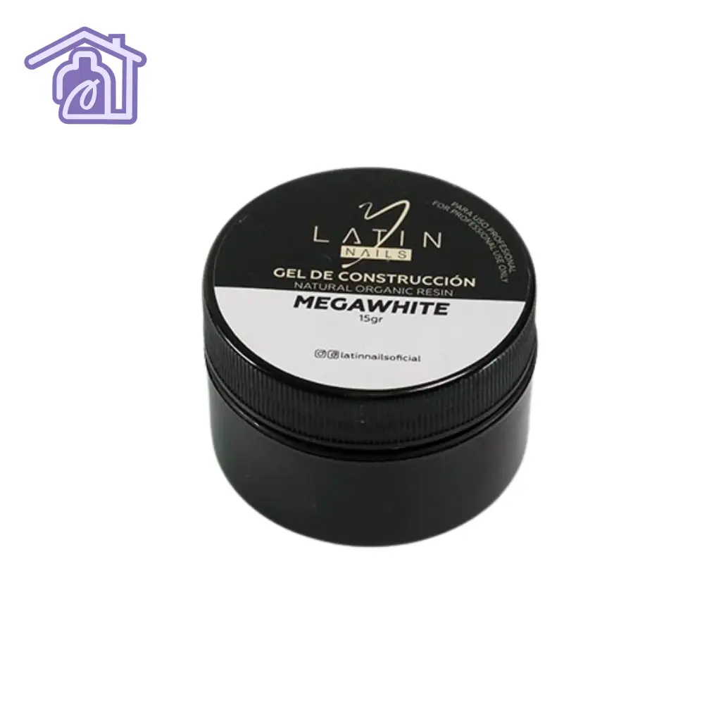 Gel de construcción para uñas color blanco en envase tipo tarro para manicure profesional