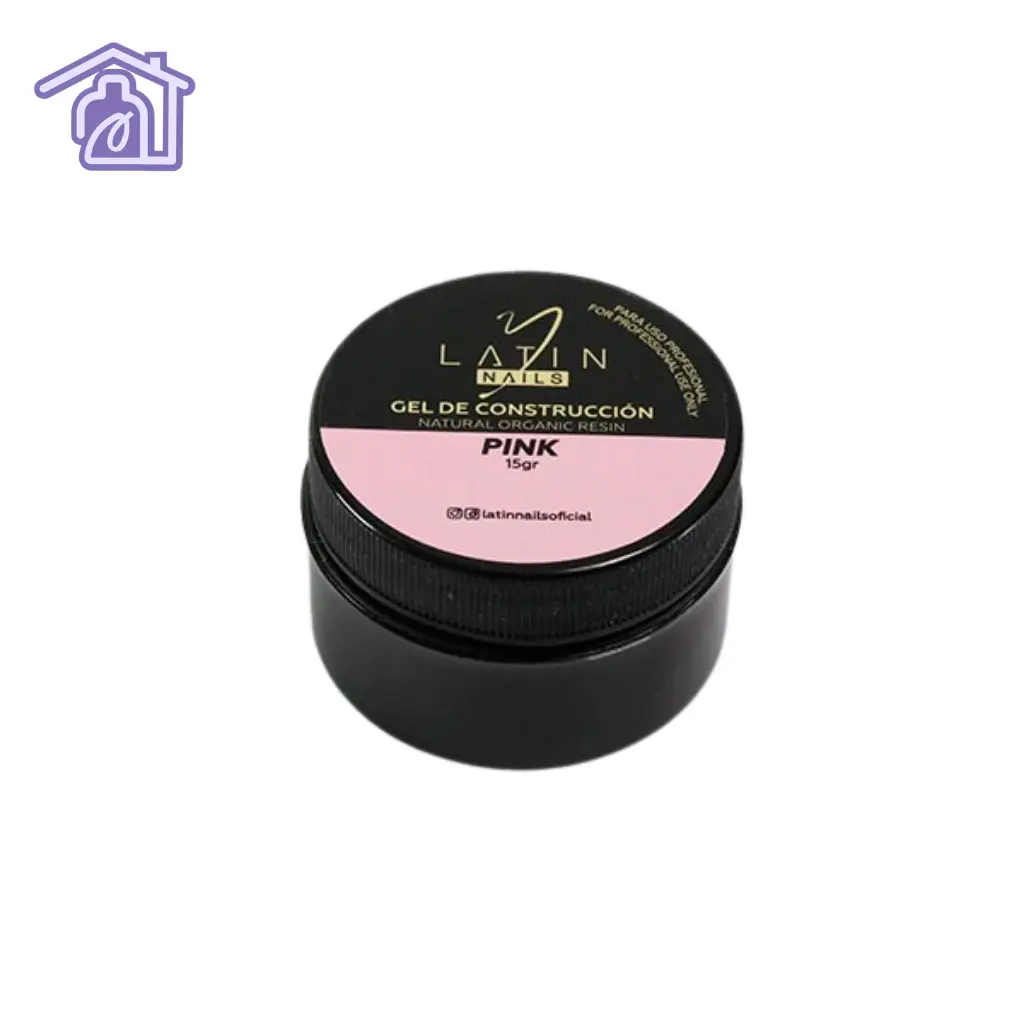 Gel de construcción para uñas color rosado natural translúcido en envase tipo tarro para manicure profesional
