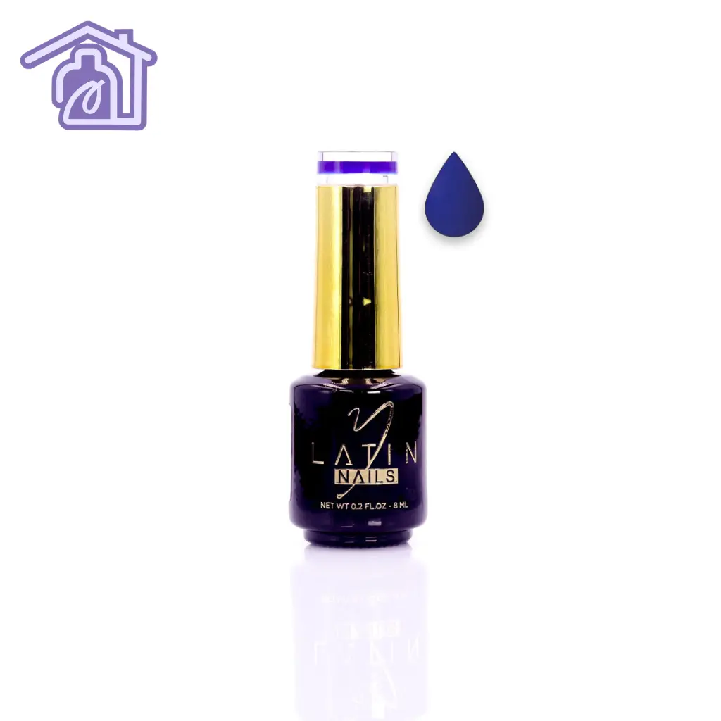 Esmalte gel para uñas 8 ml color azul violeta intenso en botella con aplicador para manicure profesional