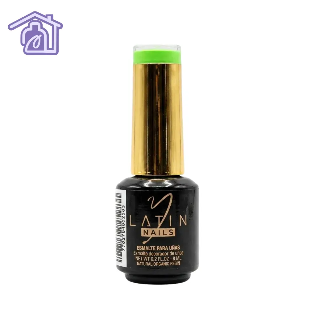 Esmalte gel para uñas 8 ml color verde neón en botella con aplicador para manicure profesional