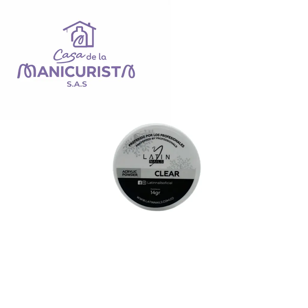 POLVO ACRILICO CLEAR LATIN NAILS 14G