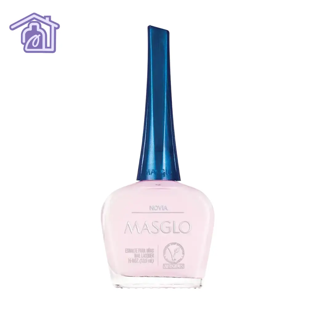 Esmalte tradicional Masglo Novia color rosa muy claro en botella para manicure y pedicure profesional