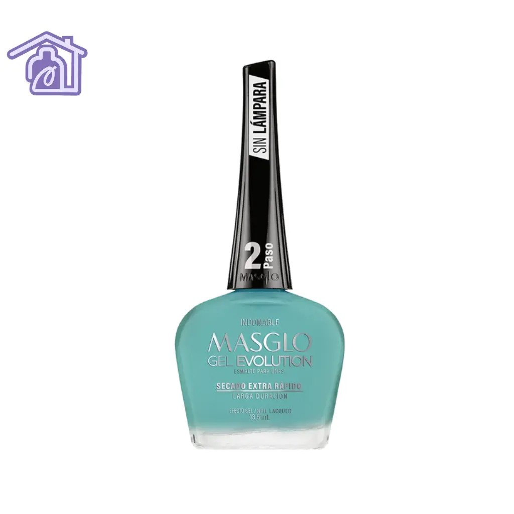 Esmalte gel evolution Masglo Indomable color turquesa aqua brillante con acabado profesional y larga duración para manicure profesional
