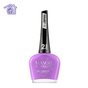 Esmalte evolution Masglo Silenciosa color lila vibrante con acabado brillante y larga duración para manicure profesional