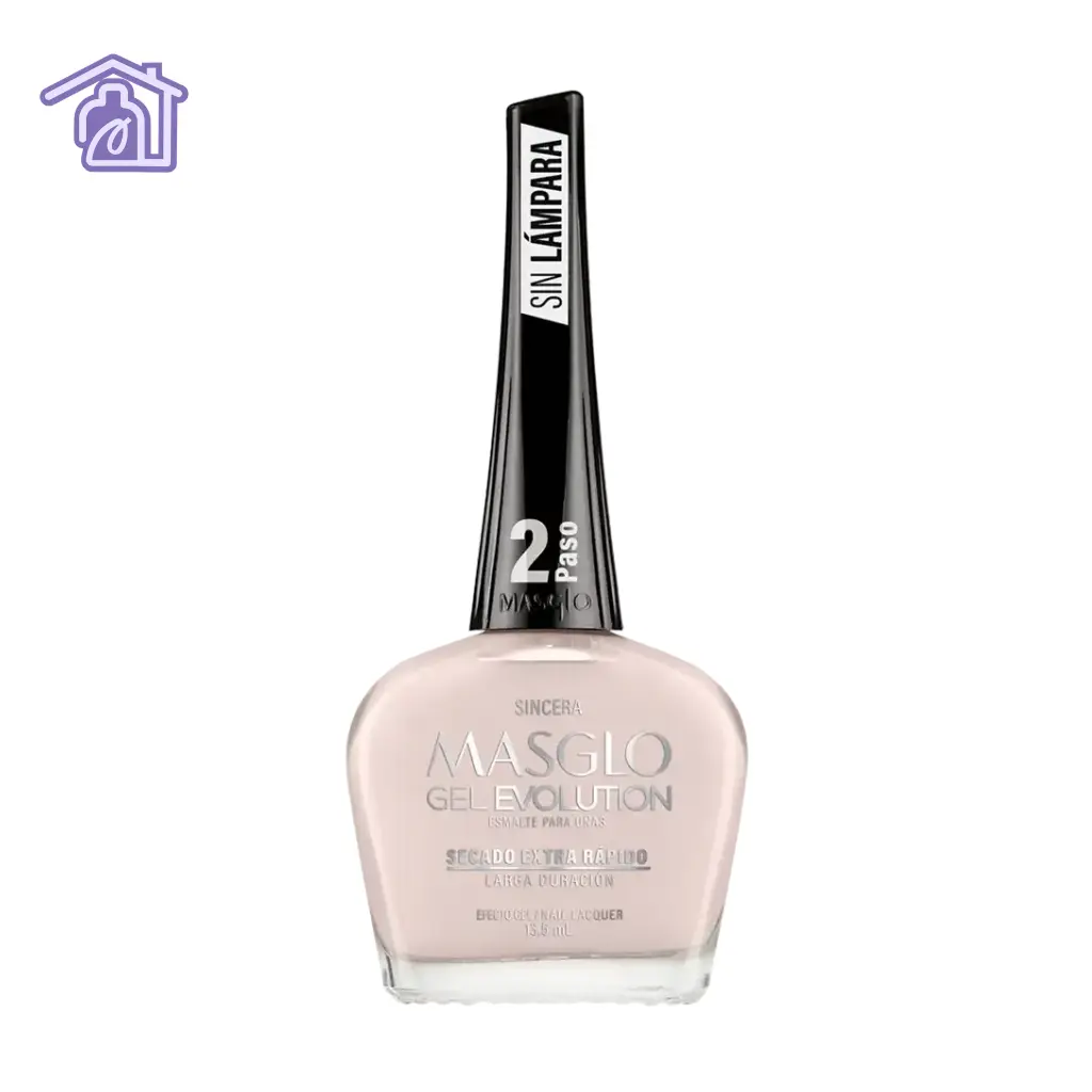 Esmalte gel evolution Masglo Sincera color nude rosado claro con acabado brillante y larga duración para manicure profesional