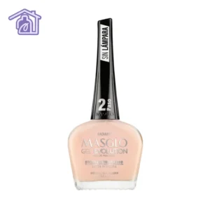 Esmalte gel evolution Masglo Radiante color nude durazno claro con acabado brillante y larga duración para manicure profesional