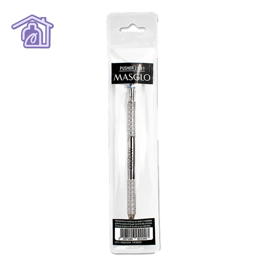Pusher profesional Masglo 2 en 1 para limpieza, empuje y preparación de cutículas en manicure y pedicure profesional