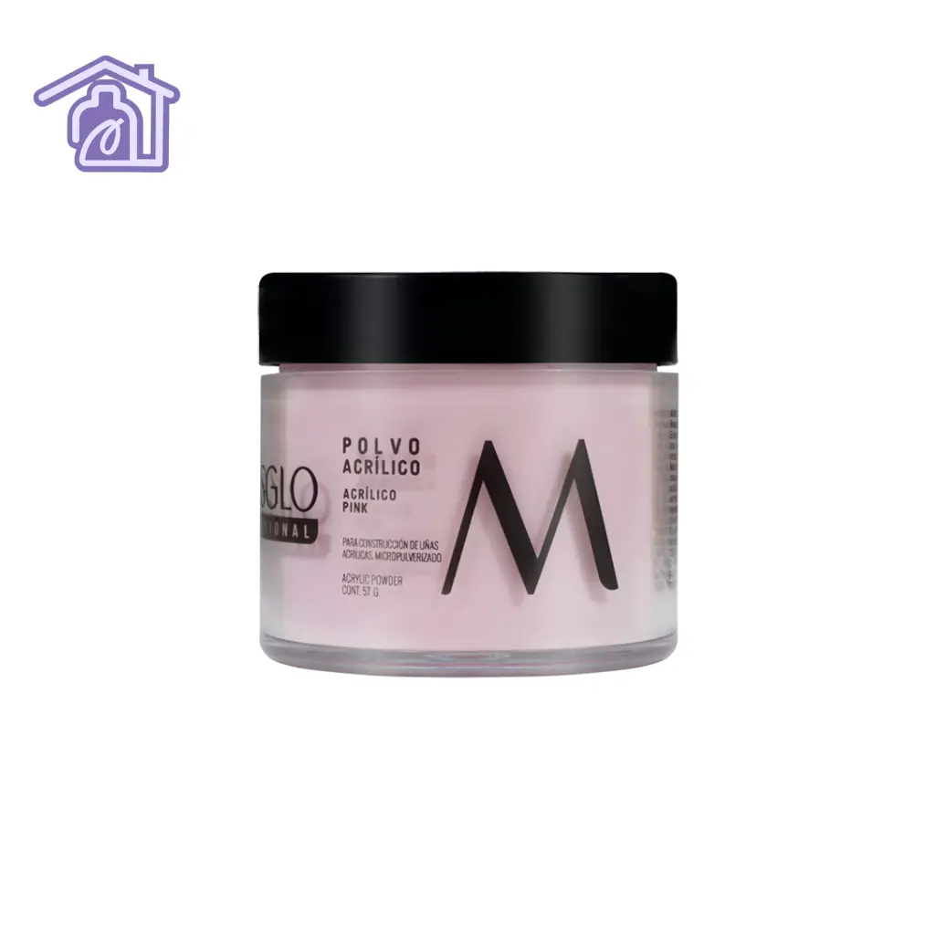 Polvo constructor pink Masglo 57 g para construcción y extensión profesional de uñas acrílicas con tono rosado natural