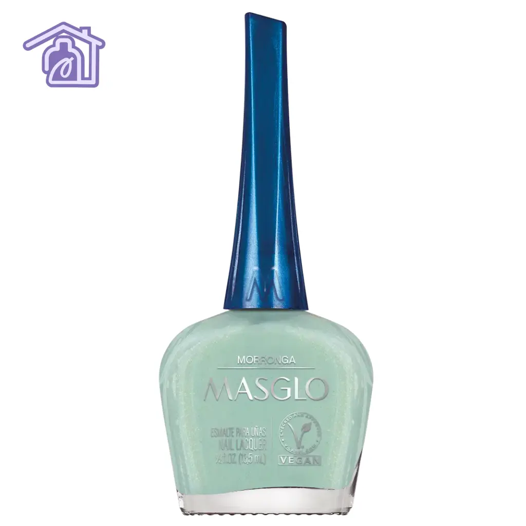Esmalte tradicional Masglo Morronga color verde menta pastel con acabado brillante para manicure y pedicure profesional
