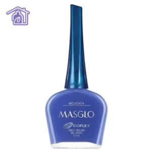 Esmalte tradicional Masglo Mojigata color azul eléctrico vibrante con acabado brillante para manicure y pedicure profesional