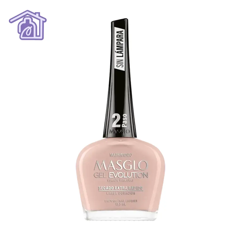 Esmalte gel evolution Masglo Matrimonio color nude rosado claro con acabado brillante y larga duración para manicure profesional