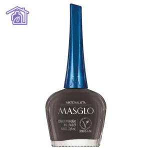 Esmalte tradicional Masglo Materialista color gris topo oscuro con acabado brillante para manicure y pedicure profesional