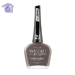 Esmalte gel evolution Masglo Materialista color gris topo oscuro con acabado brillante y larga duración para manicure profesional