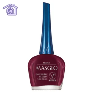 Esmalte tradicional Masglo Mágica color vino ciruela intenso con acabado brillante para manicure y pedicure profesional