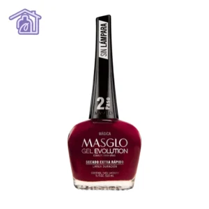 Esmalte gel evolution Masglo Mágica color vino ciruela intenso con acabado brillante y larga duración para manicure profesional