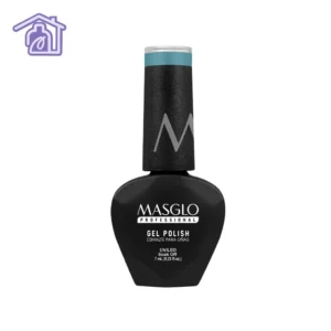 Esmalte semipermanente Masglo Gel Polish tono Indomable de 7 ml, color verde cremoso para uñas