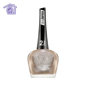 Esmalte Masglo Gel Evolution tono Exitosa de 13,5 ml, color marrón perlado con efecto gel de larga duración.