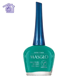 Esmalte tradicional Masglo tono Entretenida de 13,5 ml, color verde cremoso para uñas.