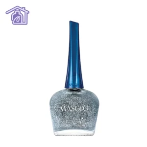 Frasco de brillo Masglo línea tradicional de 13,5 ml efecto transparente con partículas Galáctico para uñas