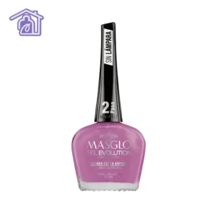 Frasco de esmalte de uñas efecto gel Masglo línea Evolution color rosado Bondadosa acabado perlado de 13,5 ml