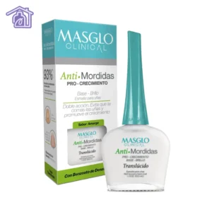 Frasco de base tratamiento Masglo línea Clinical de 13,5 ml antimordidas y pro crecimiento para uñas