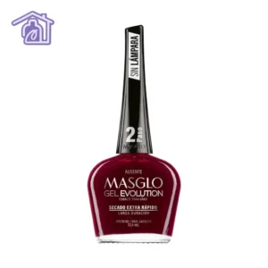 Frasco de esmalte de uñas efecto gel Masglo línea Evolution gama rojo color Ausente acabado cremoso de 13,5 ml