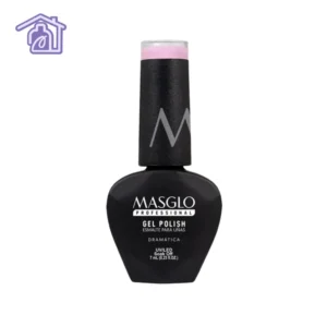 Frasco de esmalte semipermanente profesional Gel Polish Masglo color Dramática de 7 ml con acabado cremoso de la gama rosado.