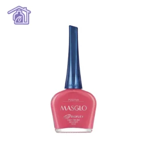 Frasco de esmalte de uñas Masglo línea tradicional color Positiva de 13,5 ml con acabado cremoso de la gama rosado