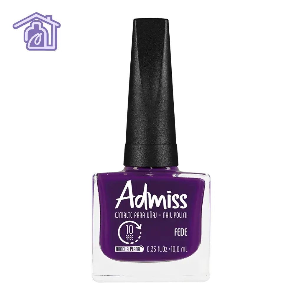 Frasco de esmalte de uñas Admiss línea tradicional color Fede de 10 ml con acabado cremoso de la gama morado.