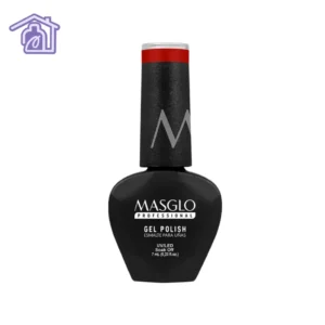 Esmalte semipermanente Masglo Linda color rojo cereza intenso en gel polish de acabado brillante.