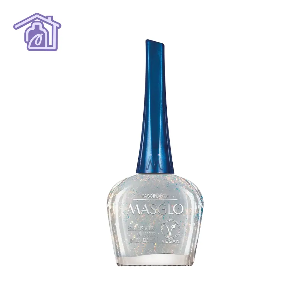 Esmalte tradicional Masglo tono Fascinante de 13,5 ml acabado translúcido perlado en gama blanco.