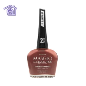 Esmalte Masglo Evolution tono Expresiva de 13,5 ml efecto gel cremoso en gama de color marrón.