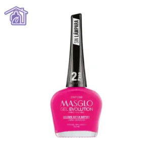Frasco de esmalte de uñas efecto gel Masglo línea Evolution gama fucsia color Campeona acabado cremoso de 13,5 ml.