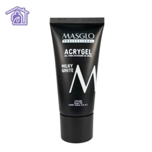 Tubo de Acrygel Masglo Professional de 30 ml tono Milky White para construcción y extensión de uñas.