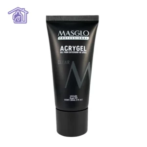 Tubo de Acrygel Masglo Professional de 30 ml tono Clear para construcción y extensión de uñas.