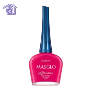 Frasco de esmalte de uñas Masglo línea tradicional color Rumbera de 13,5 ml con acabado cremoso de la gama fucsia.