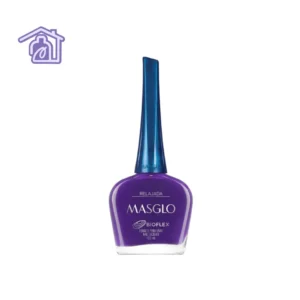 Frasco de esmalte de uñas Masglo línea tradicional color Relajada de 13,5 ml con acabado cremoso de la gama morado.